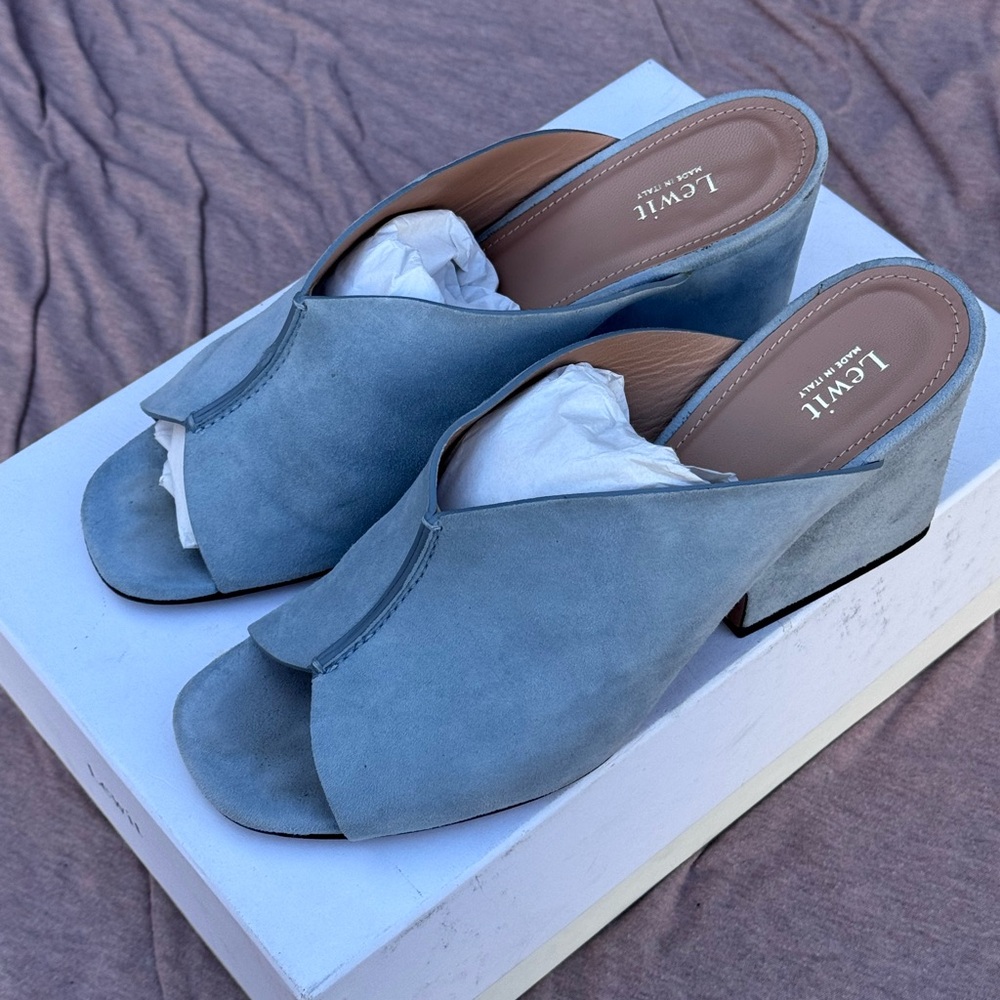 Lewit Women's Blue Italian Suede Mules